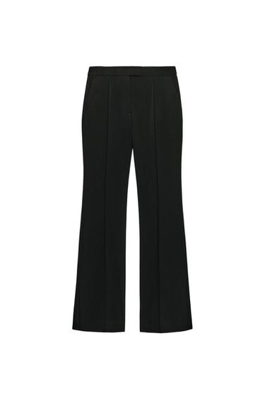 Zara FLARE PANTS WITH SLITS - Black