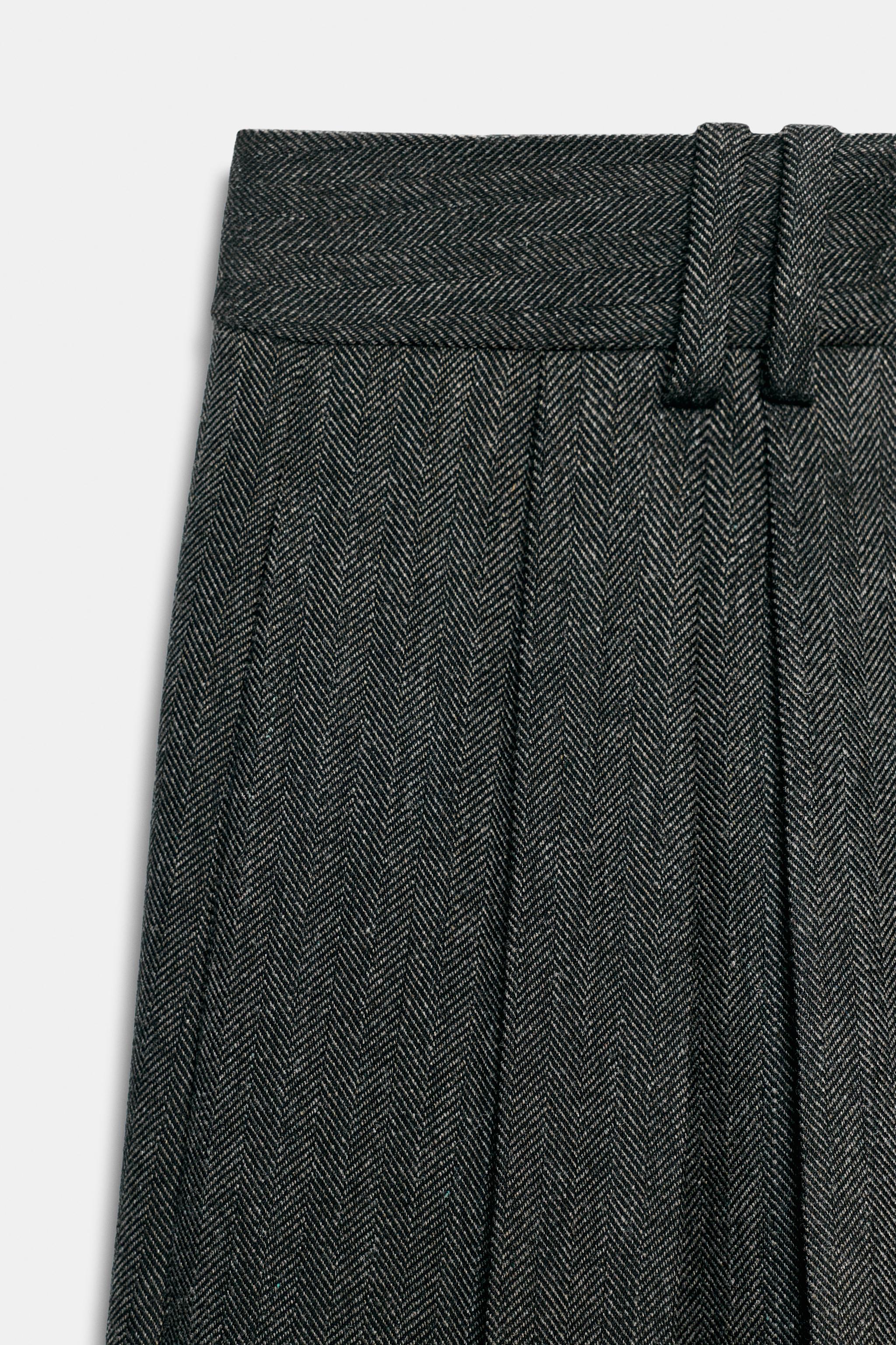 ZW COLLECTION HERRINGBONE WIDE-LEG PANTS