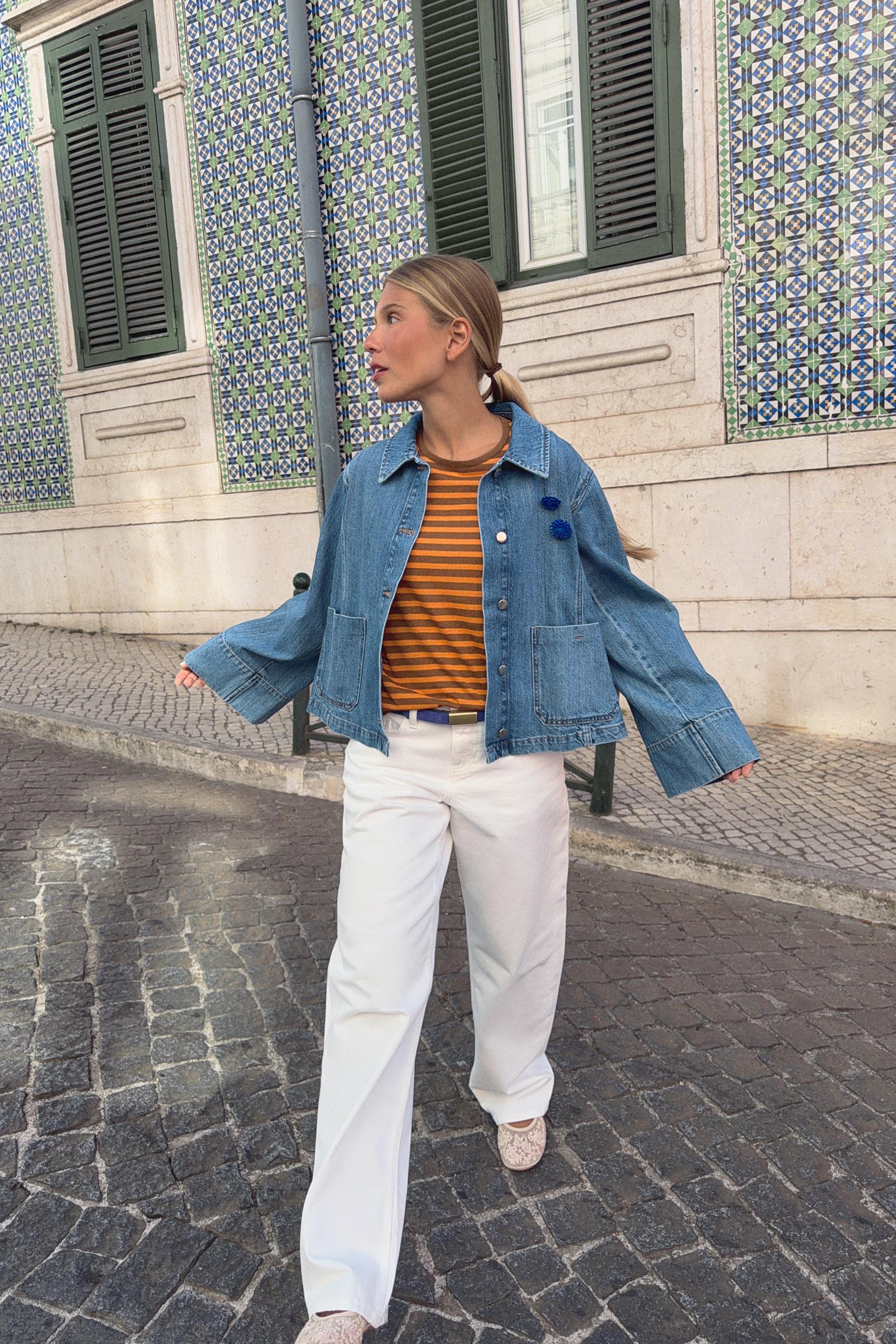 Z1975 SHORT DENIM JACKET — Mid-blue