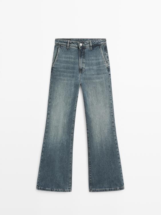 Mid-rise bell bottom jeans