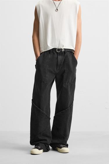 QUẦN JEANS CARGO DÁNG RELAXED FIT - Than củi từ Zara