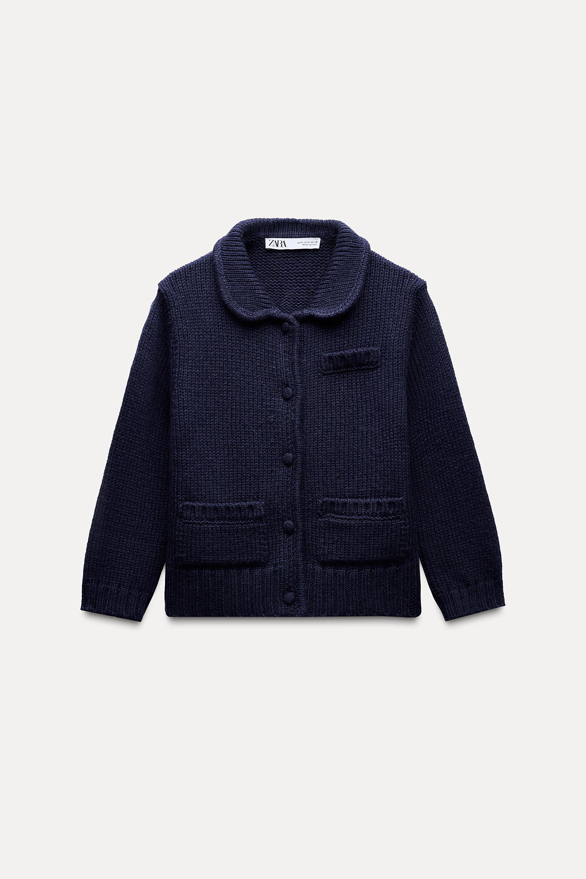 ZARA MERINO WOOL selling CARDIGAN NAVY BLUE