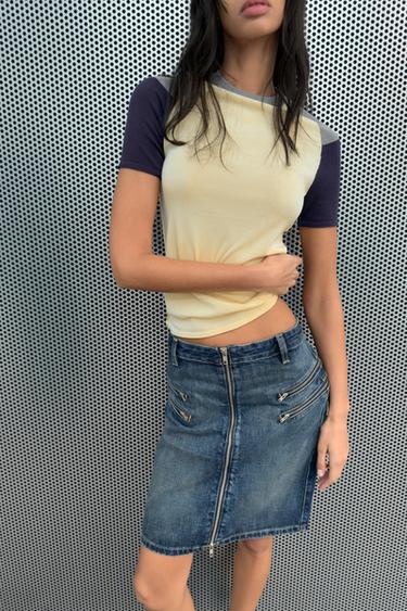 TOP THURJE ME BLOK NGJYRA - Shumëngjyrëshe nga Zara