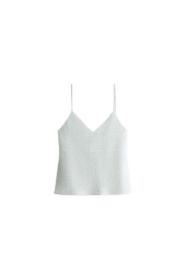 STRAPPY FLORAL TOP - Sea green by Zara