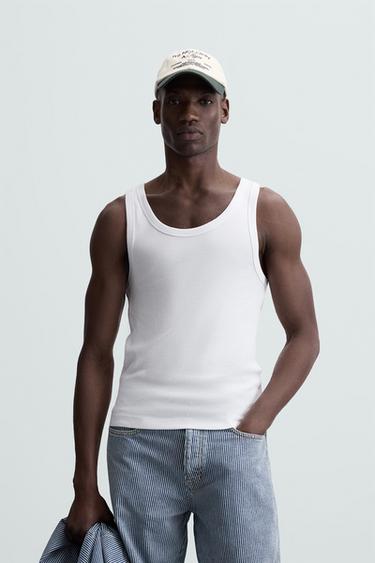 Zara RIB TANK TOP - White