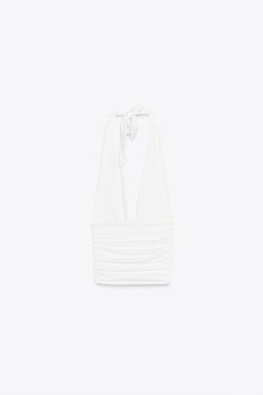 DRAPED HALTER TOP - White by Zara - Image 4