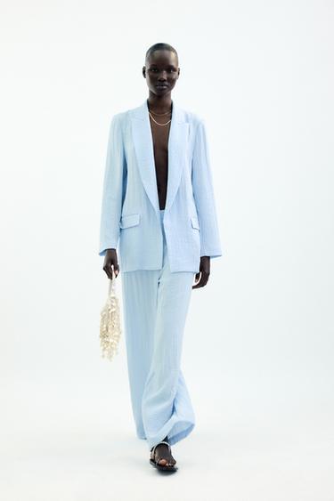 OFFENER BLAZER IM KNITTERLOOK - Hellblau von Zara - Bild 0