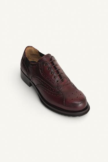 LIMITED EDITION LEATHER SHOES - Burgundy Red by Zara - Image 2
