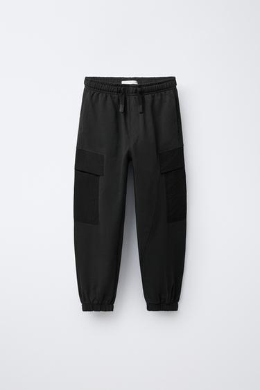 PANTALÓN JOGGER FELPA COMBIANDO - Negro de Zara - Imagen 0