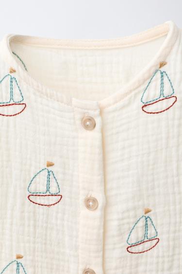 CHEMISE TEXTURÉE BATEAUX - Écru de Zara - Image 2