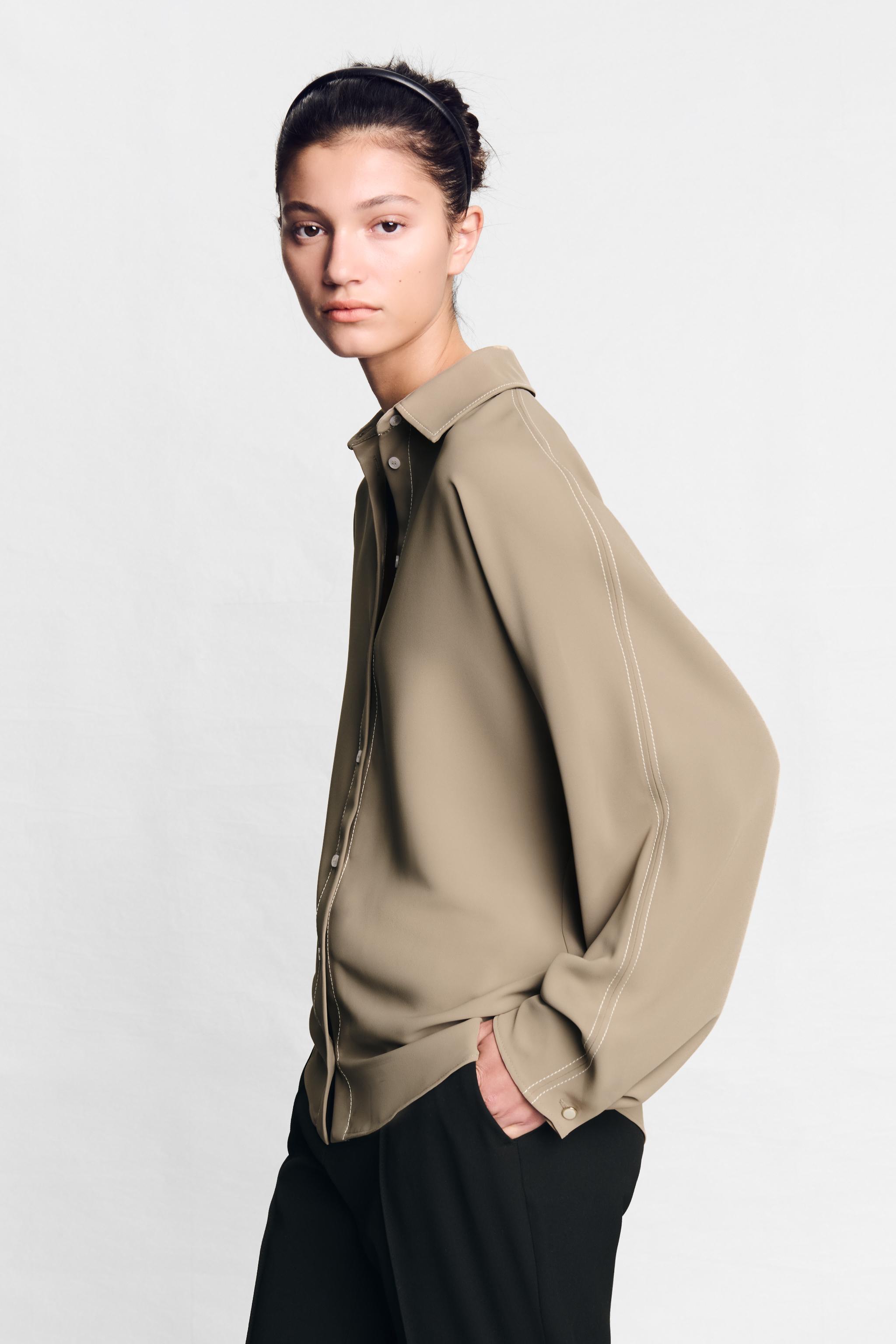 CONTRAST TOPSTITCHING SHIRT