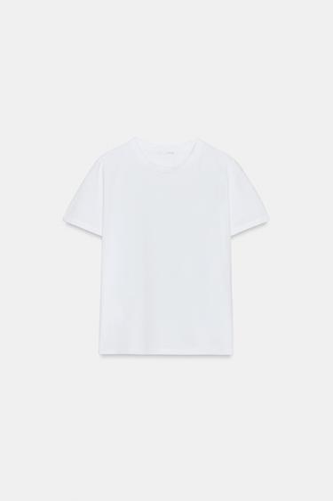 Zara RUSTIC COTTON T-SHIRT - White