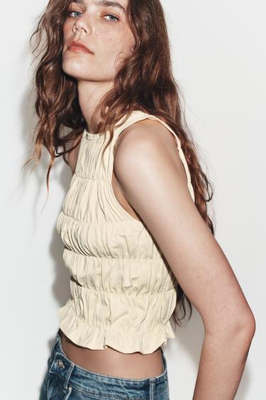 TOP À PLIS - Jaune pastel de Zara - Image 2