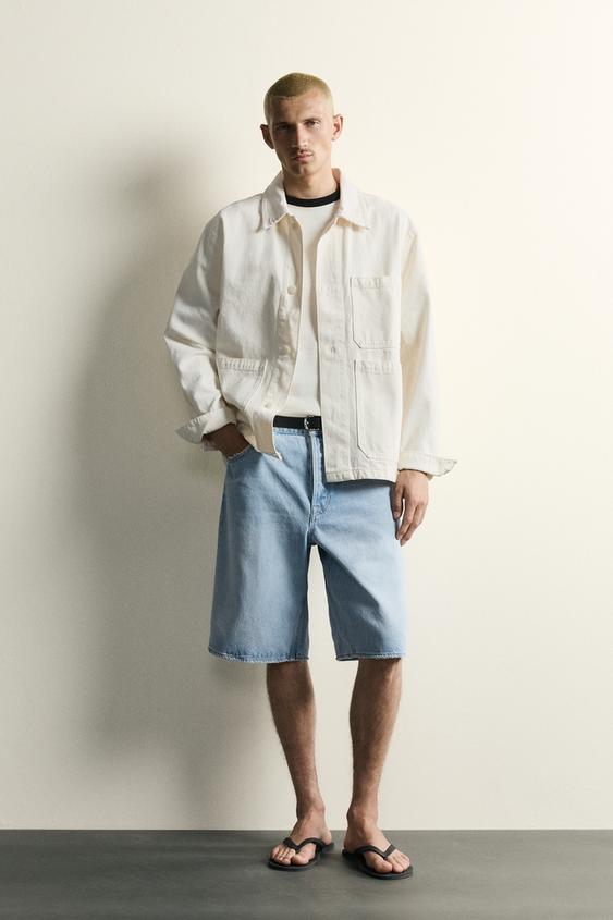 LOOSE FIT DENIM BERMUDA SHORTS - Light blue by Zara - Image 0