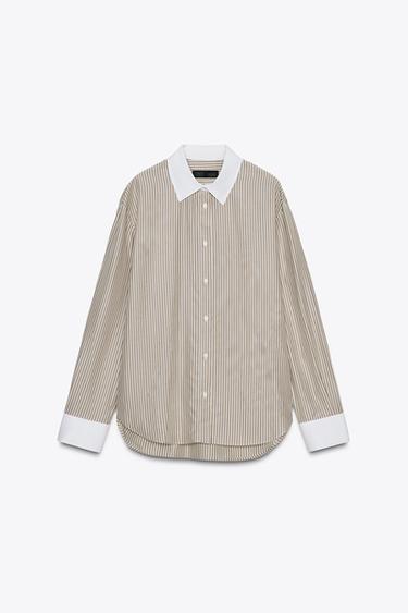 Zara ZW COLLECTION CONTRAST STRIPED SHIRT - striped