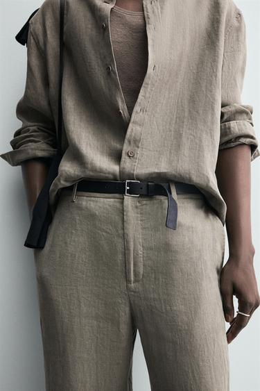 100% WASHED LINEN SHIRT - Mink by Zara - Image 5
