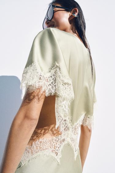 ZW COLLECTION LACE CUT-OUT DRESS - Sea green by Zara - Image 2