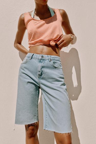 BERMUDA Z1975 DENIM TIRO MEDIO - Azul medio de Zara