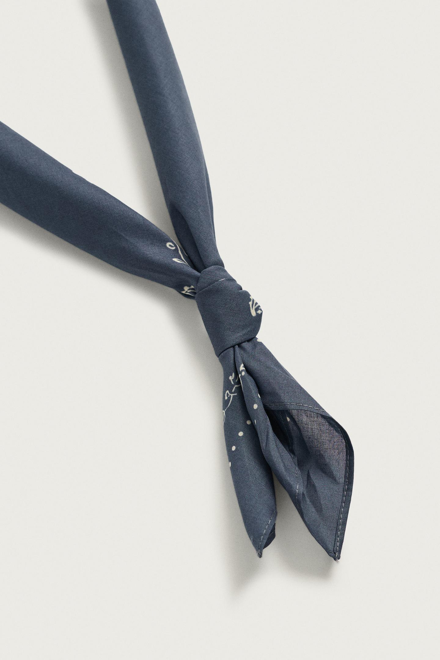 Мужские аксессуары Zara Geometric Print Bandana, цвет: Синий / Серый — фото 5
