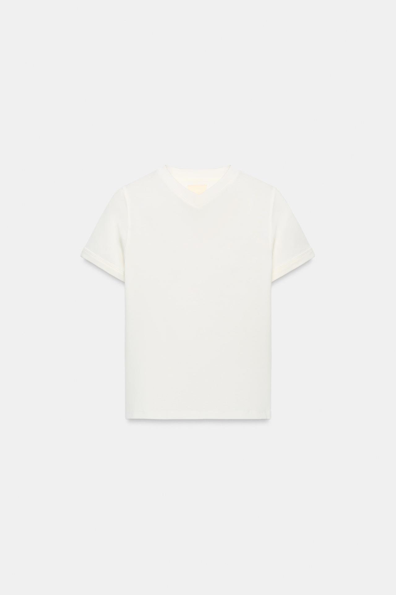 V-NECK T-SHIRT — Oyster-white