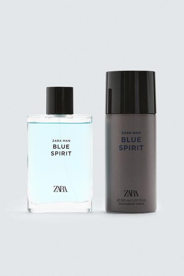 Zara BLUE SPIRIT EDT 90 ML (3.04 FL. OZ) + DEODORANT SPRAY EDC 150毫升(5.07液量盎司) - 明淺棕色