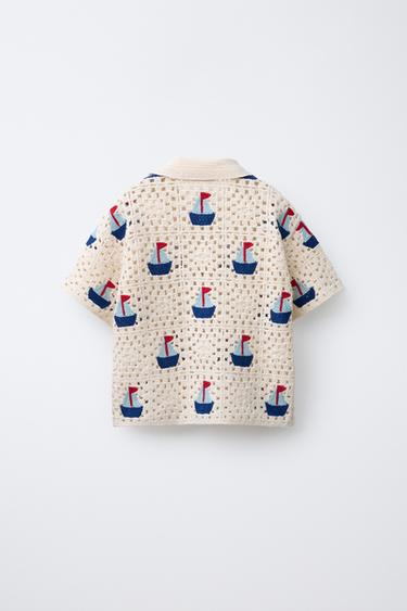 CHEMISE EN MAILLE BATEAUX CROCHET - Écru de Zara - Image 1