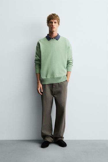 PULLOVER AUS BAUMWOLLE MIT INSIDE-OUT-EFFEKT - Mintgrün von Zara