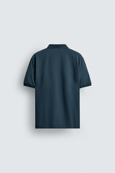 POLO STRUCTURÉ EN PIQUÉ - Bleu pétrole de Zara - Image 6