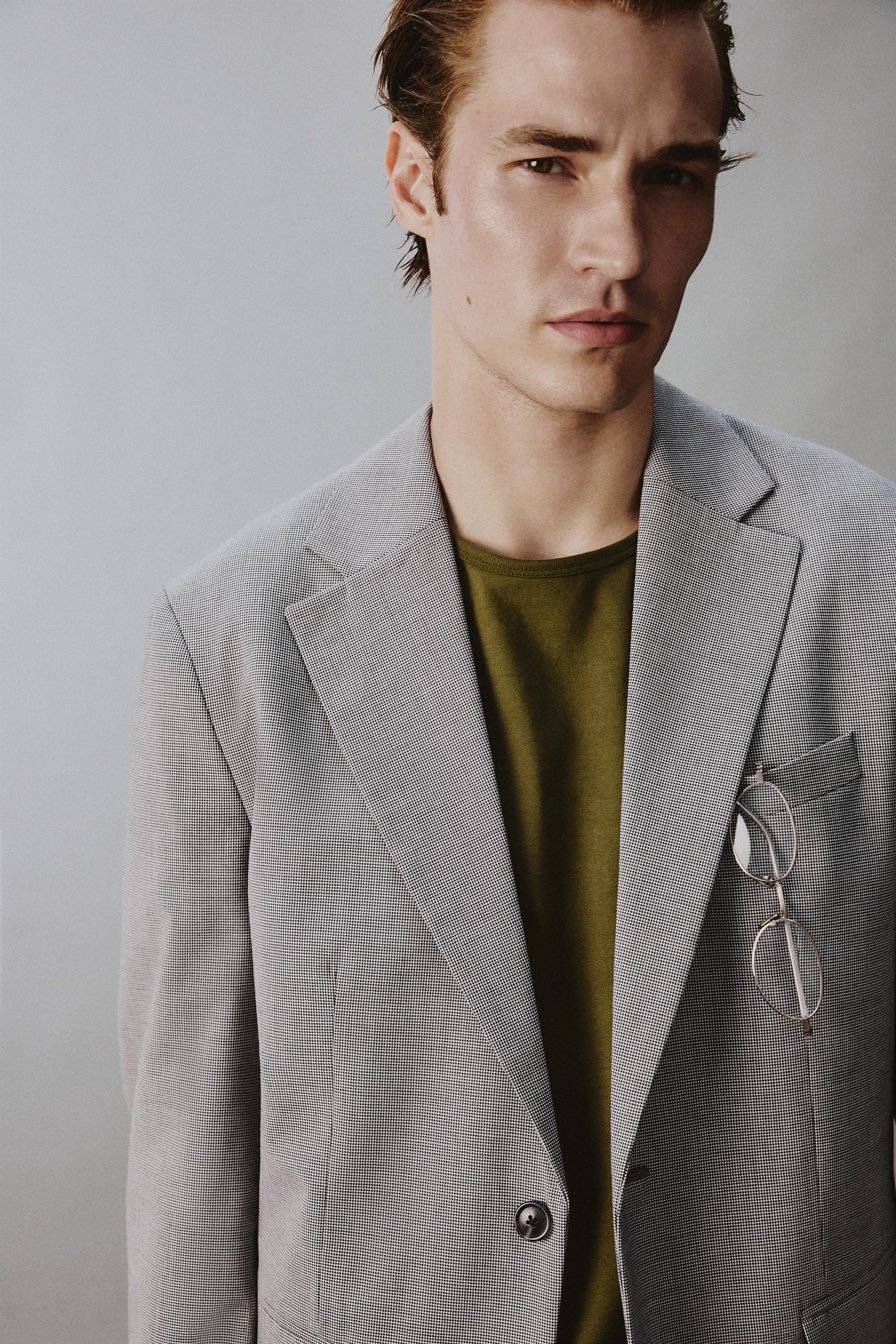 REGULAR FIT HOUNDSTOOTH SUIT JACKET