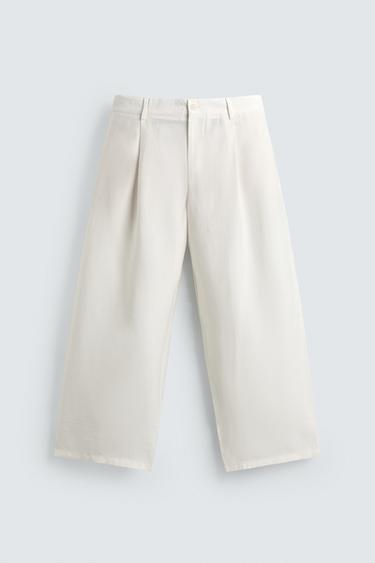 LOOSE-FITTING PLEATED TROUSERS - Oyster-white by Zara