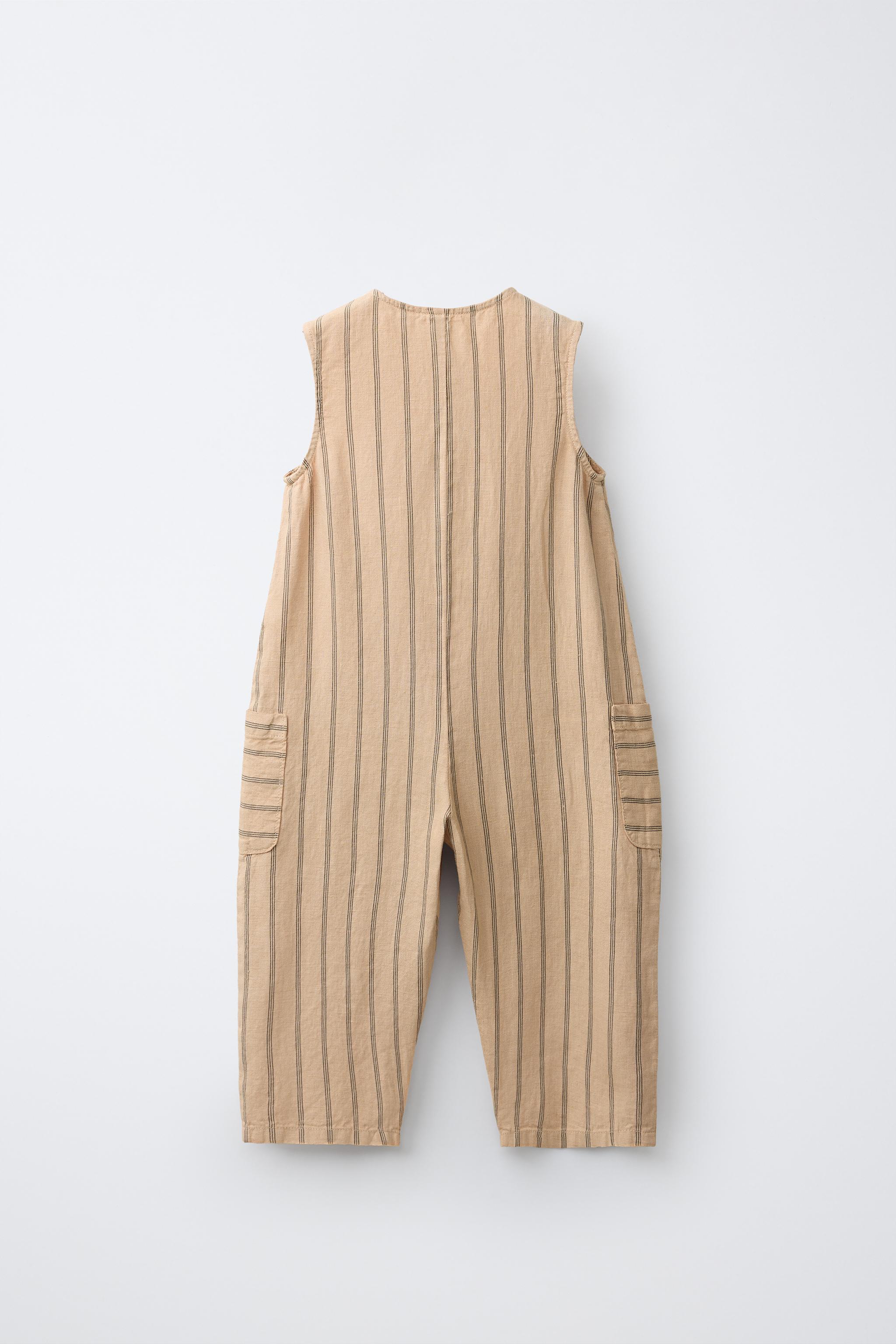 100% LINEN STRIPED JUMPSUIT
