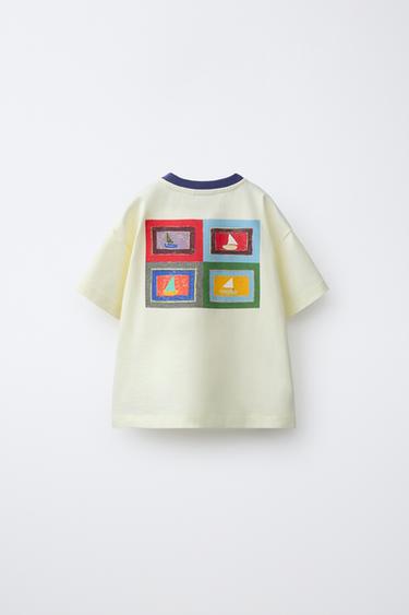 Zara ISABELLE VANDEPLASSCHE PLAID SAILBOAT T-SHIRT - Yellow