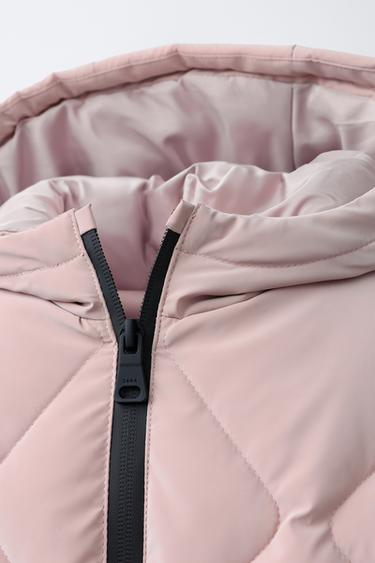 MANTEAU LONG REMBOURRÉ EFFET GOMME - Rose pâle de Zara - Image 4