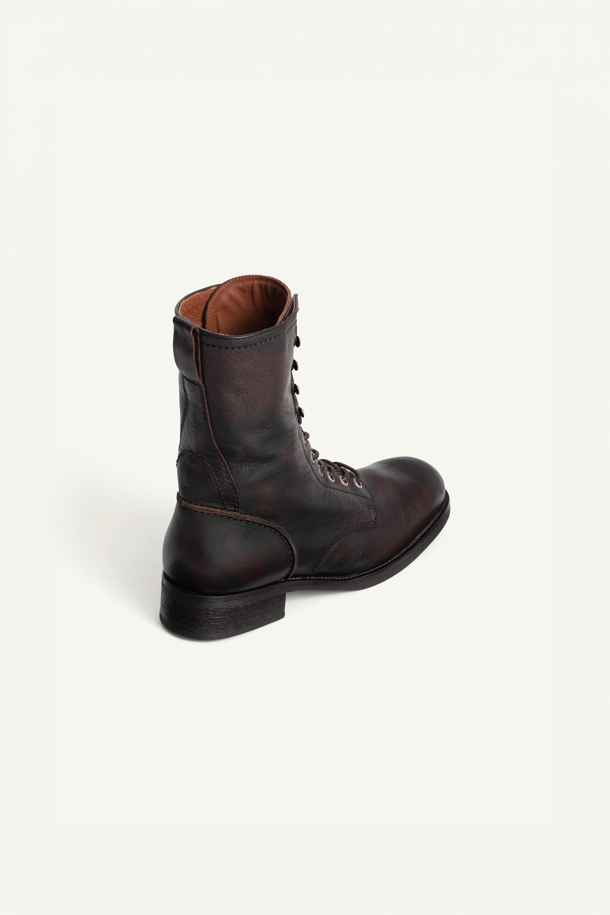 LEATHER LACE-UP BOOTS