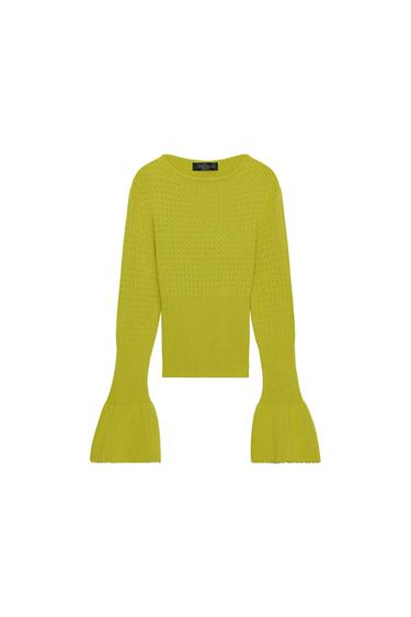 JERSEY PUNTO POINTELLE MANGA CAMPANA - Verde de Zara