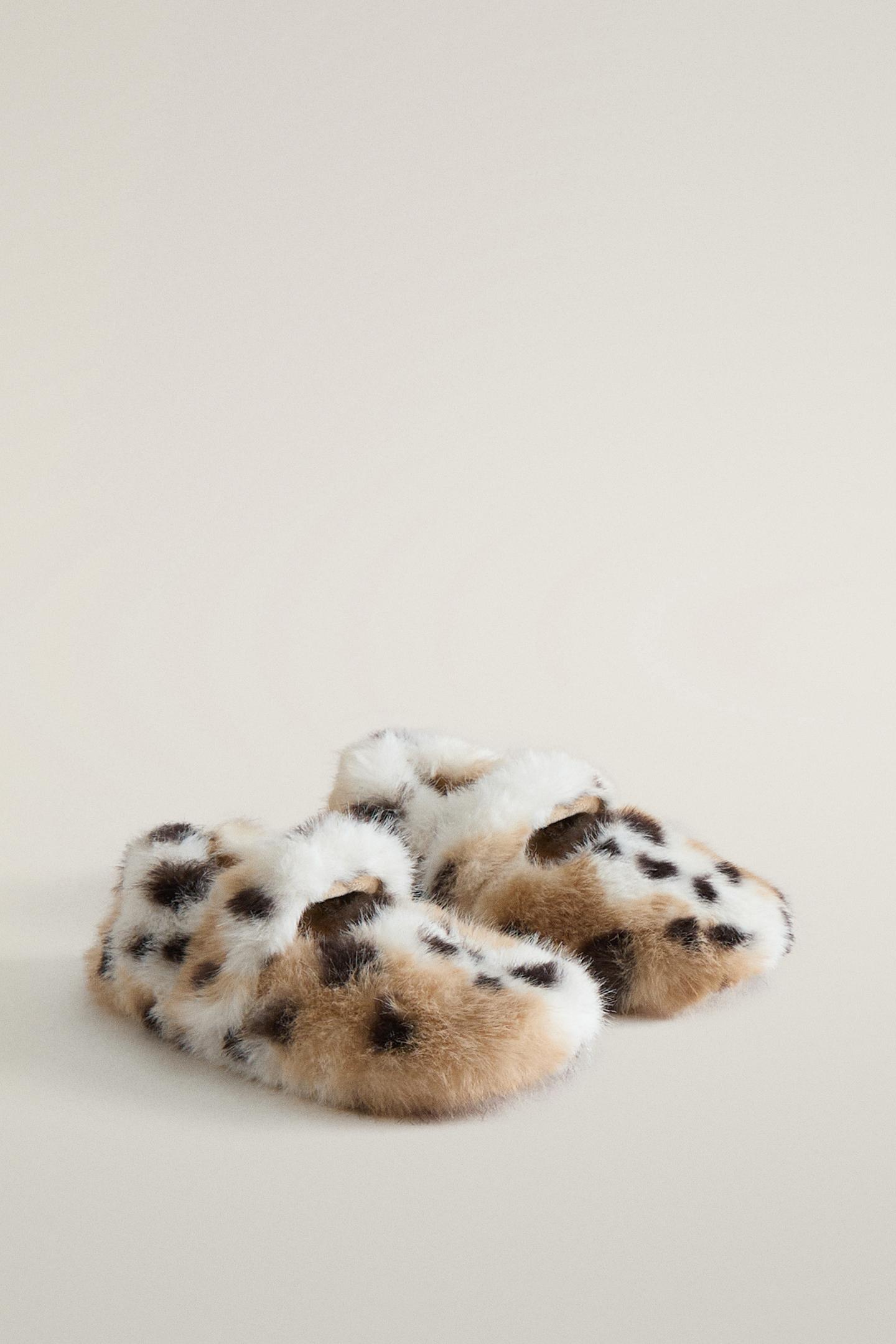 Детские тапочки Zara Faux Fur Slippers, цвет: Коричневый — фото 2