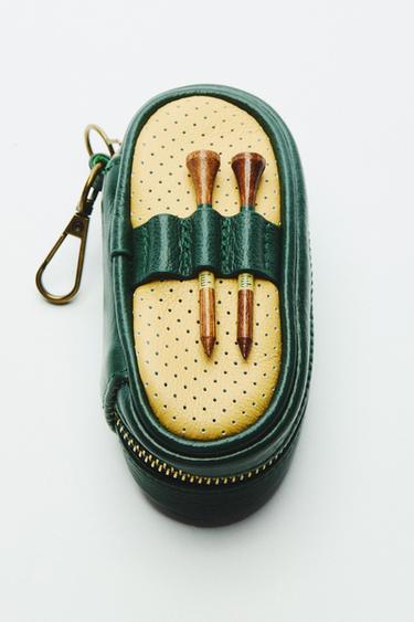 GOLF BALL AND TEE CASE - Ecru / Green by Zara