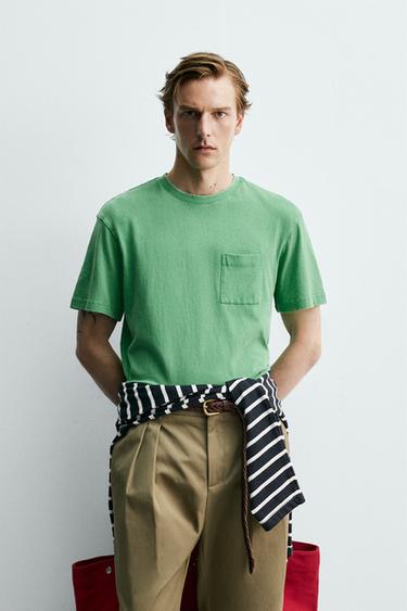 T-SHIRT POCHE AARON LEVINE X ZARA - Vert de Zara