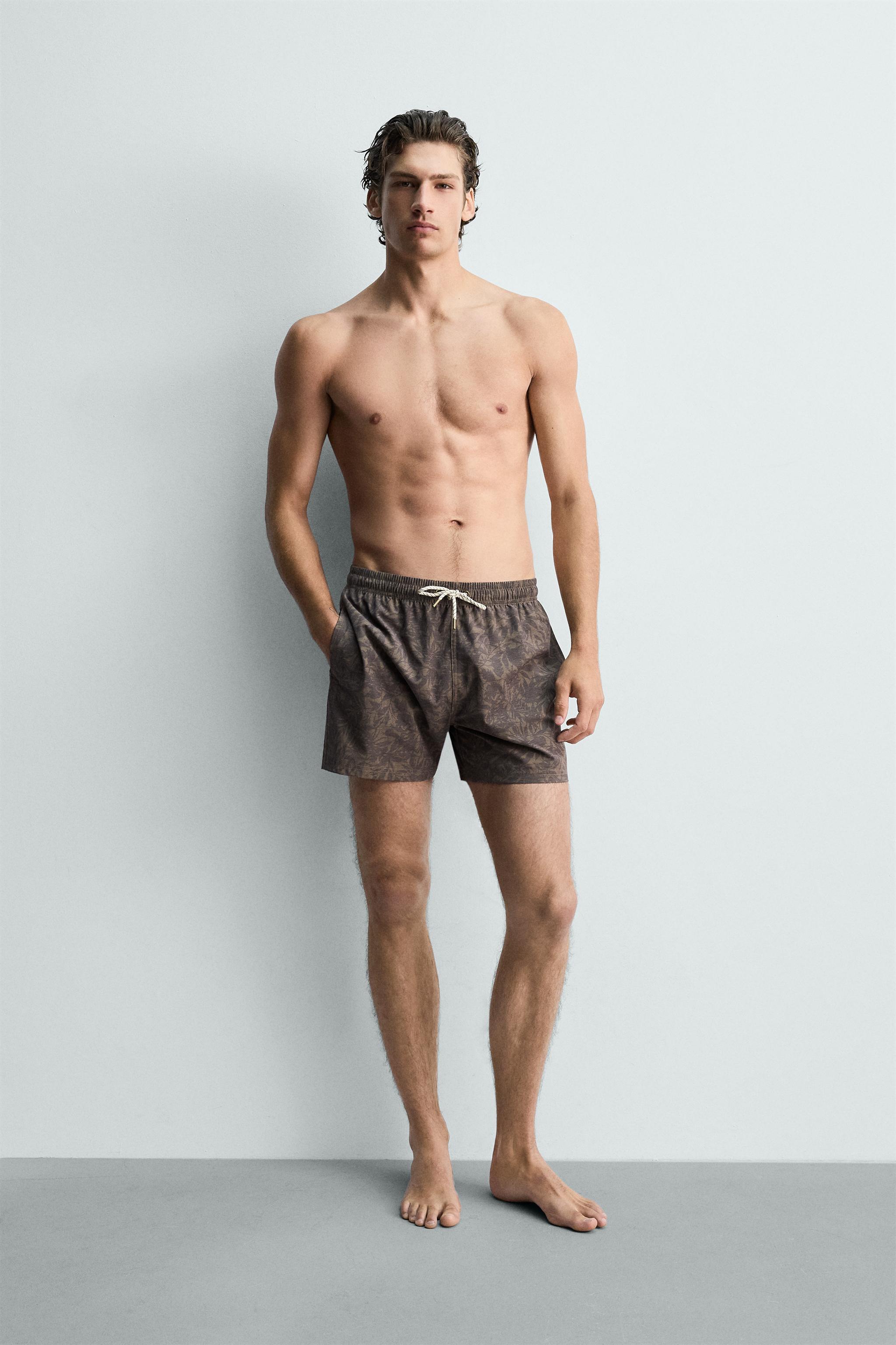 MID-LENGTH FLORAL PRINT SWIM SHORTS - Brown | ZARA Spain