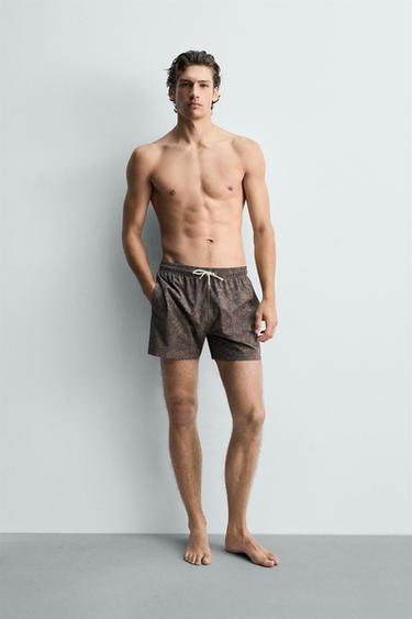 Zara HALF FLORAL PRINT SWIMSUIT - Brown - Image 0