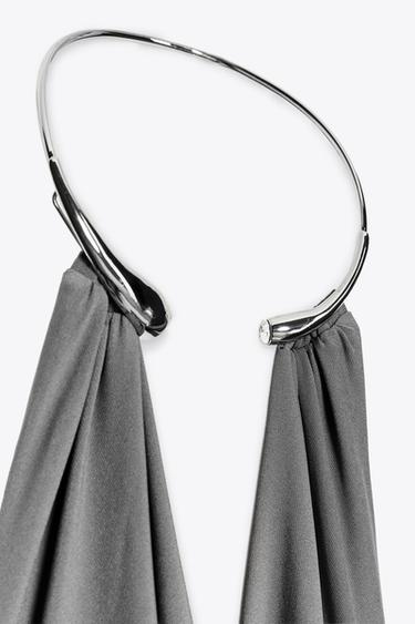 LONG DRESS WITH JEWEL COLLAR - Grey by Zara - Image 8
