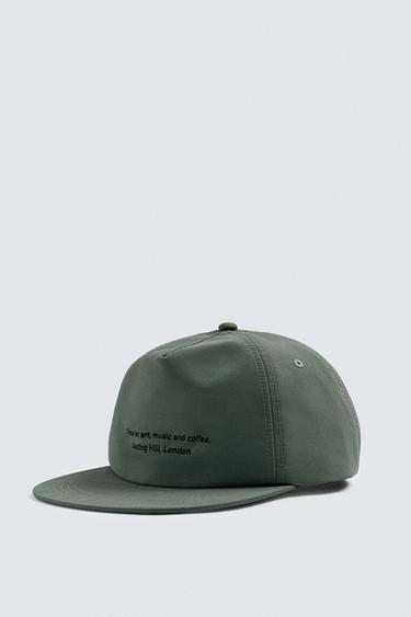 Zara EMBROIDERED FLAT VISOR CAP - Khaki
