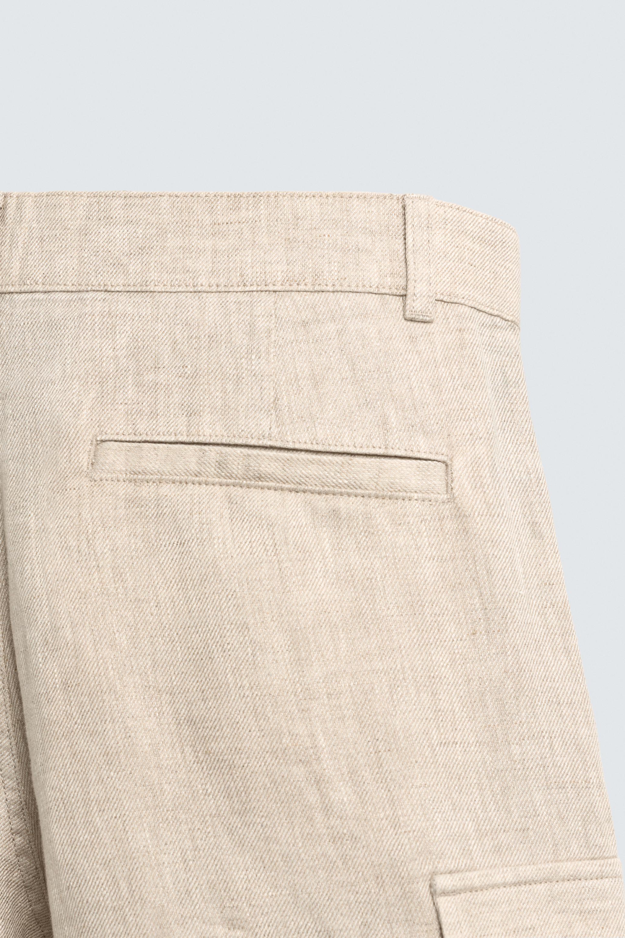 REGULAR FIT 100% LINEN CARGO SHORTS
