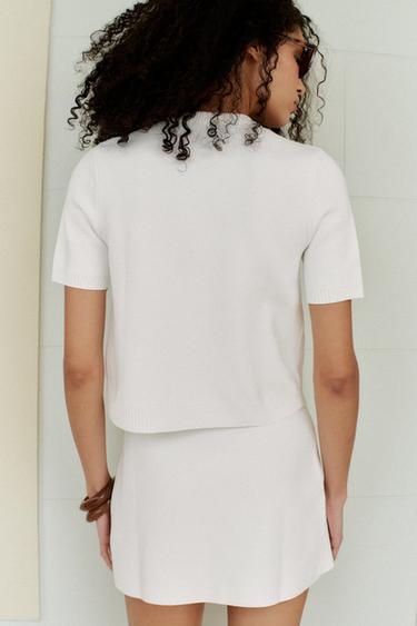 SHORT SLEEVE KNIT CARDIGAN - White by Zara - Image 3