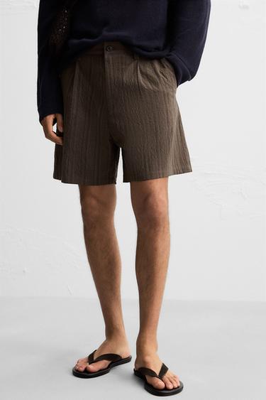 BERMUDA REGULAR FIT RAYURES - Marron de Zara - Image 4