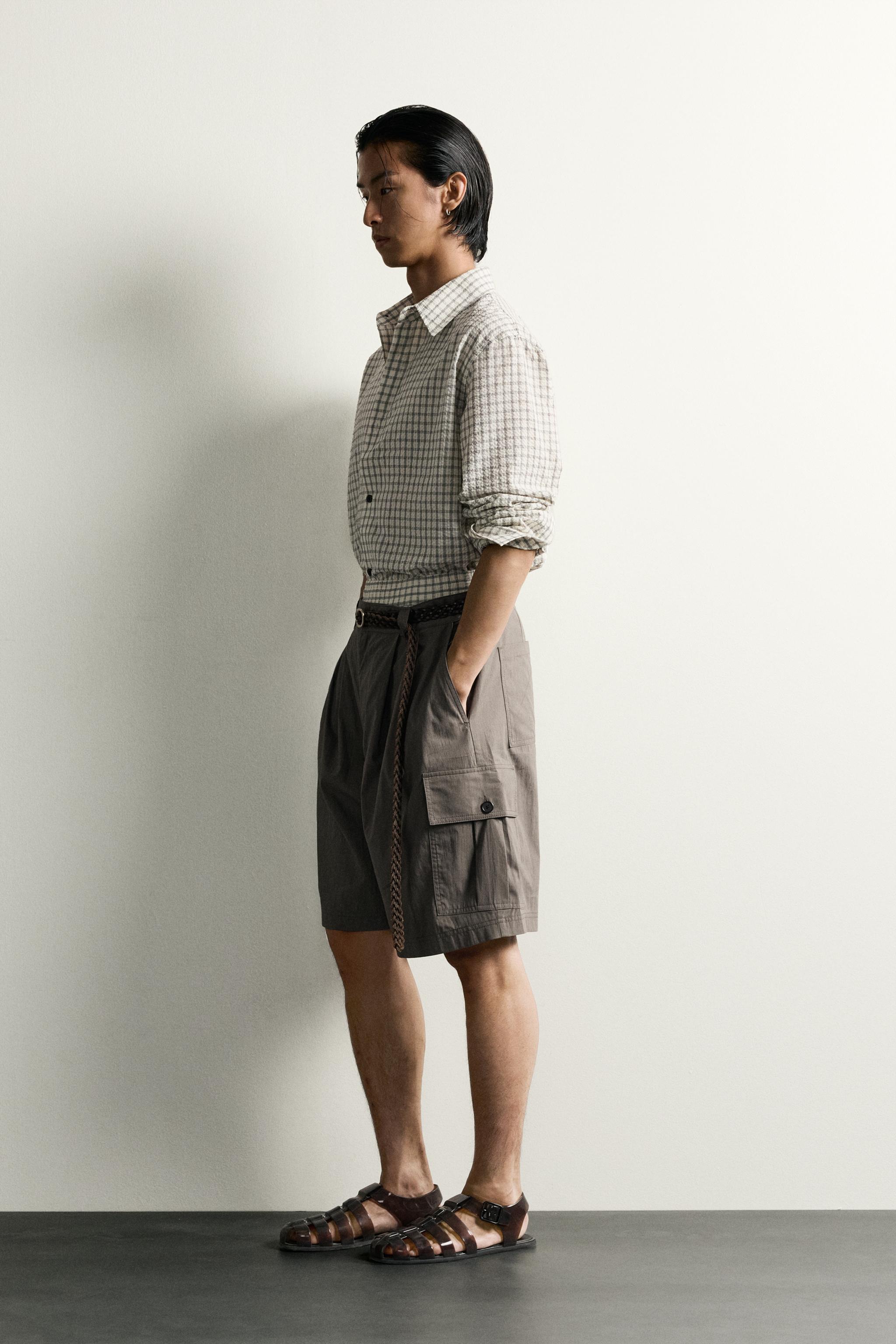 RELAXED FIT CHECK OVERSHIRT - Black / White | ZARA Singapore
