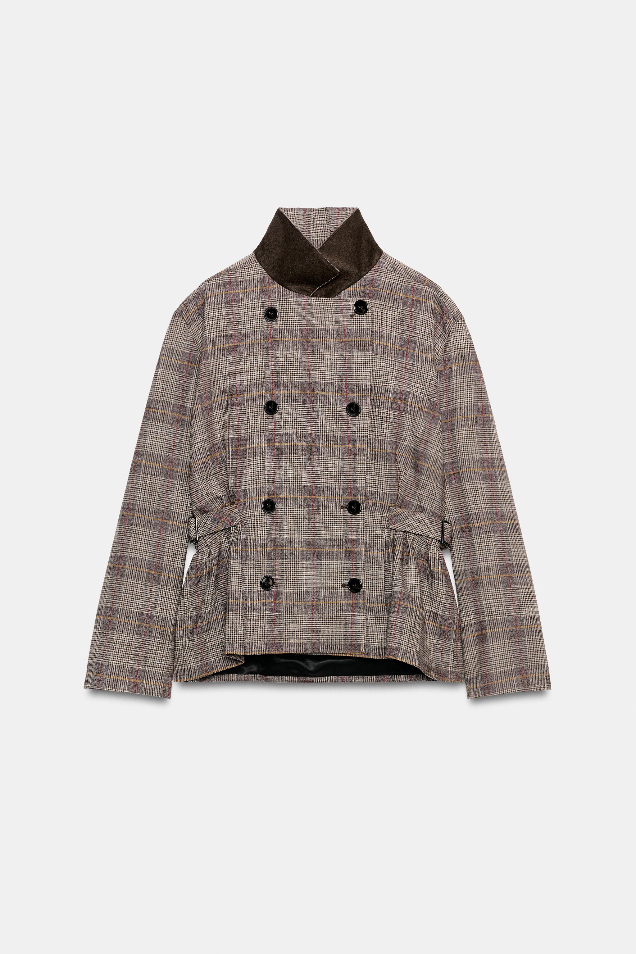 VESTE À CARREAUX AVEC PASSANTS ZW COLLECTION