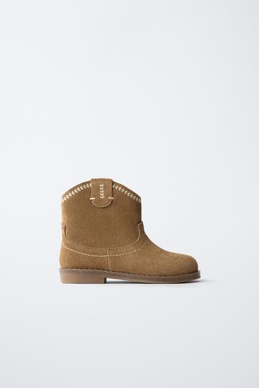 LEATHER COWBOY BOOTS - Brown by Zara
