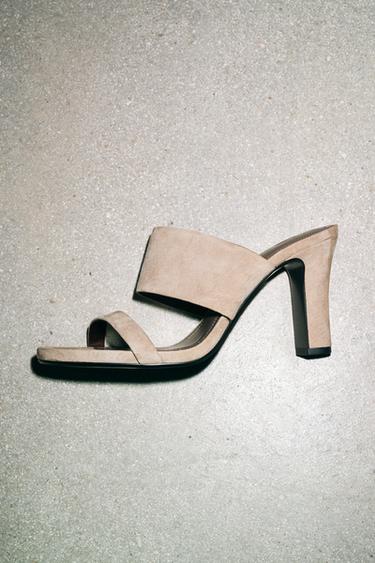 SUEDE HIGH-HEEL MULES - Beige by Zara - Image 0