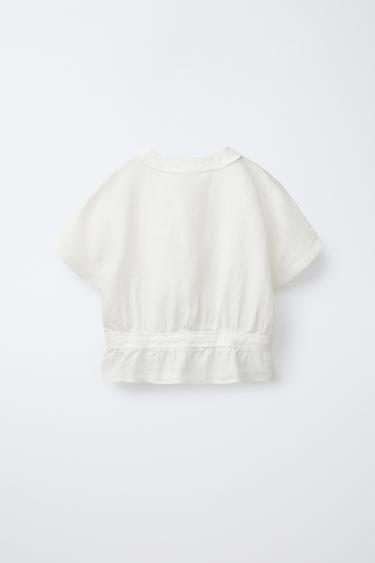 100% LINEN BLOUSE - Light ecru by Zara - Image 1
